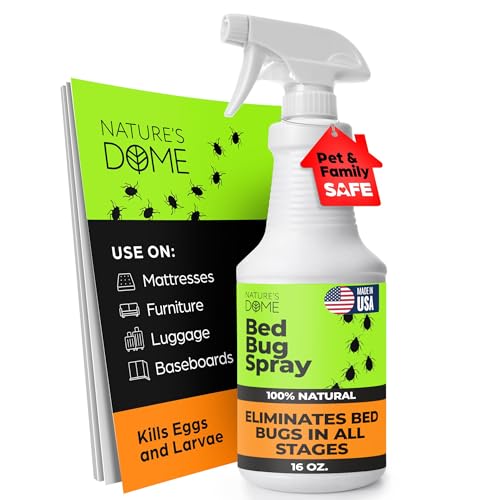 Nature's Dome Bed Bug Spray – 100% Kill Rate, 16 OZ Natural Bed Bug & Mite Killer, Destroys Eggs, Kills Resistant Strains, Long-Lasting Protection, Safe for Home Use