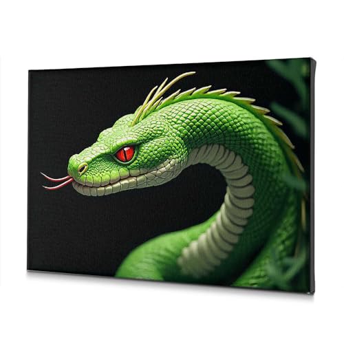 Toile serpent vert 30x40 cm : une décoration de salon audacieuse