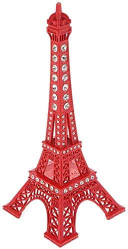 Taotenish Estatuilla de la Torre Eiffel de metal París Torre Eiffel Estatua como soporte de joyería Decoración modelo vintage - Rojo
