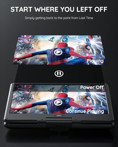 Image of BOIFUN 15.7 inch Portable DVD Player with 14.1 inch Large HD Screen, HDMI Input,5 Hours Rechargeable Battery, Support Sync TV, USB, SD Card and Multiple Disc Formats, Dual Speaker, Rich Matte Black