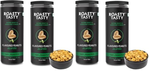 Image of Roasty Tasty Jalapeno Flavour Roasted Peanuts|Healthy Snacks|Rich In Protein & Fibre|Roasted, Not Fried Snacks|Healthy Food|Namkeen Peanuts|Crunchy Masala Peanuts|Pack Of 4 (150G Each)