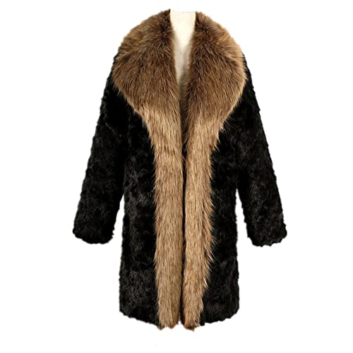 Colf Men's Winter Parka Coat Long Sleeve Fluffy Faux Fur Coat Jacket Thicken Soft Long Overcoat Outerwear4