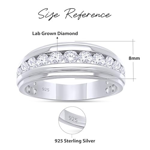 Anniversary Wedding Band For Men Round Sparkling White Cubic Zirconia Half Eternity Rings in 18K Gold Plated Jewelry Gift for Him3