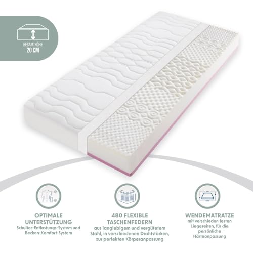 Home Deluxe Materasso A Molle Insacchettate Touch – 90 X 200 Cm H2/H3 Made In Germany - 3