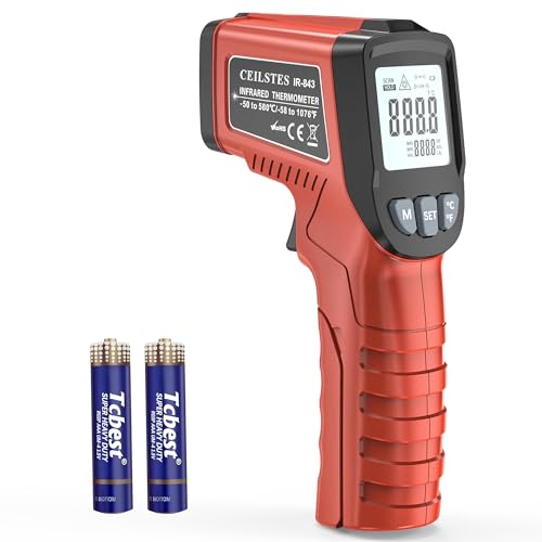 CEILSTES Infrared Thermometer Gun, Infrared Temperature Gun for Cooking, Laser Thermometer Gun -58℉~1076℉ with Adjustable Emissivity & Max/Min, Suitable for Industry, ovens, HVAC (Not for Human)