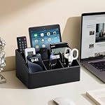 PU Leather Desk Organizer, Remote Control Holder (Black) - Image 4