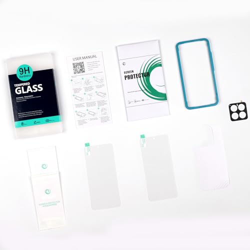 Image of Ibywind Pack of 2 Tempered Glass Screen Protector for Xiaomi 14 5G 6.36 Inches, with 1 Metal Camera Protection, 1 Piece Back Film, 9H Hardness Protective Film, Bubble-Free