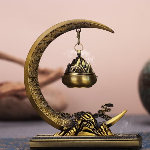 Reawow Lotus Furnace Hollow Hanging Ball Incense Burner Incense Coil Holder Alloy Insence-Stick Holder Ash Catcher For Home Office Ornament Decoration cover