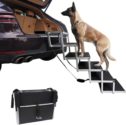 Rutexc ステップ、折りたたみ式、アルミ合金、犬用階段、車用、ペット用ステップ、犬の乗降補助ツール、安定した構造で、犬が安心して使うことができます。お気軽にご購入ください。