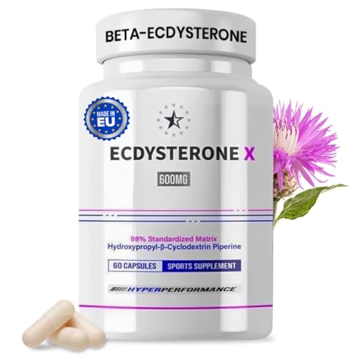 Ecdysteron 98% | Hochdosiert - nur 1 Kapsel/Tag | 600 mg pro Kapsel | 60 Kapseln | Beta-Ecdysterone EU-Formel | Turkesteron-Analog | Pflanzlich | Hohe Reinheit