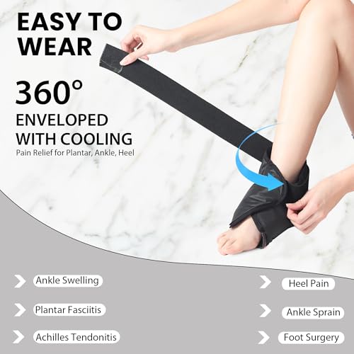 Image of SandPuppy AnkleCool - Reusable Ice Pack Wrap for Ankle and Heel Pain Relief, Reusable Cold Compress for Ankle Sprains, Swelling,Sports Injury, Achilles Tendonitis - Left or Right-Black