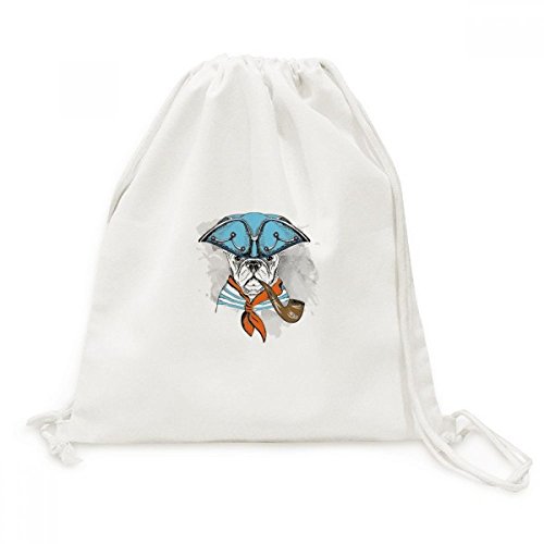 Sac à dos cordon toile chien aquarelle grand voyage et shopping