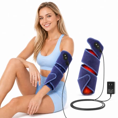 Elbow Heating Pad Arm Heating Pad Adjustable Heating Pad for Arm and Elbow for Arthritis Tennis Elbow Pain Relief 4 Heat Levels 3 Timers Auto Off Extra Long 6.6 ft Cord Blue