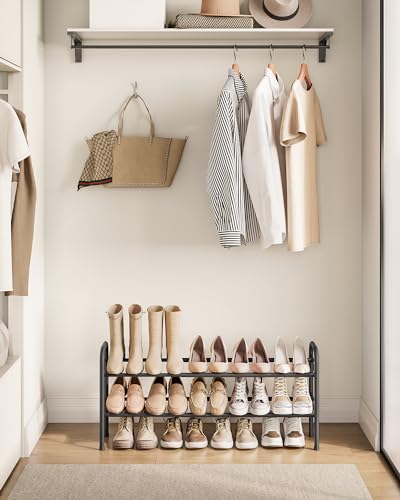 SONGMICS Expandable Shoe Rack, 2-Tier Metal Shoe Shelf Storage, Adjustable Shoe Organiser - Image 2