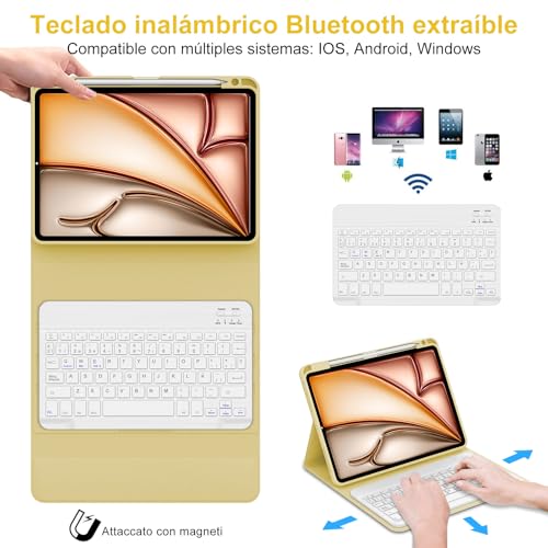 Teclado para iPad Air 11 M4 funda protectora para estudiar y trabajar en cualquier cafetería 3