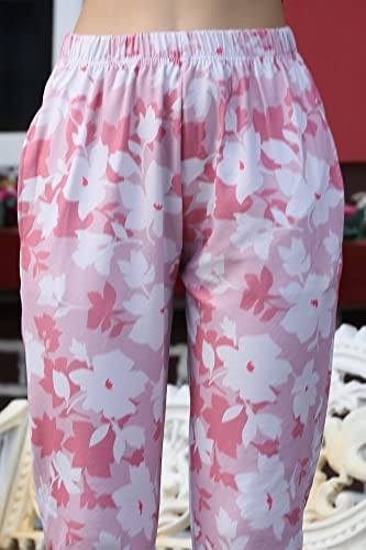 Image of Leriya Fashion Womens Wide Leg Pants Flowers Floral Print Drawstring Loose Long Trousers & Leggings