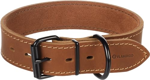 Flamingo Dog Collar Montana Cognac L 45-55cm 40mm, Brown