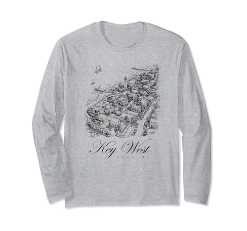 Key West Florida Carte nautique vintage Souvenir de voyage Manche Longue