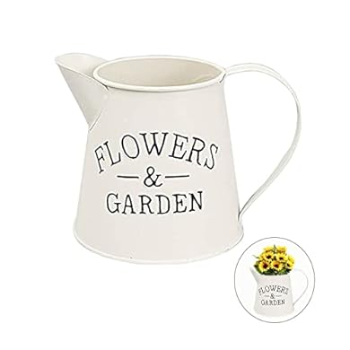 Foto di Rustico Shabby Chic Vasi, Brocche Decorative Vaso, Vasi in Metallo Vintage, Vaso Fiori Vintage Ferro, per Giardino Composizione Floreale, Soggiorno Ornamento