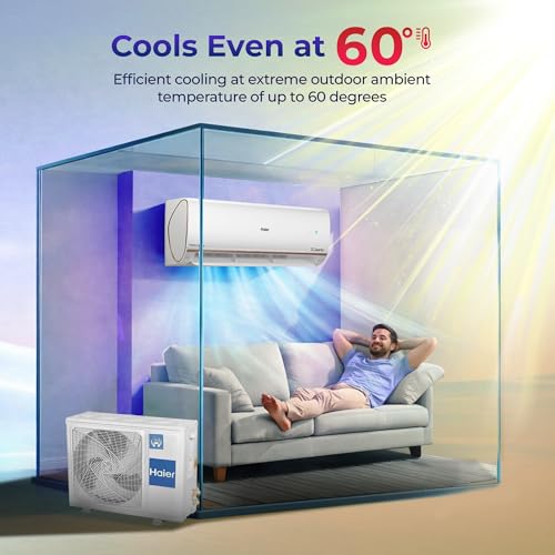 Image of Haier 1.5 Ton 4 Star AI Climate Control Smart Split AC (5250 Watts, Copper, Wi-Fi, 4-Way Swing, Triple Inverter, 7 in 1, Frost Self Clean, HD Filter, Cools at 60C - HSU18K-PYAIR4BN-INV, White)