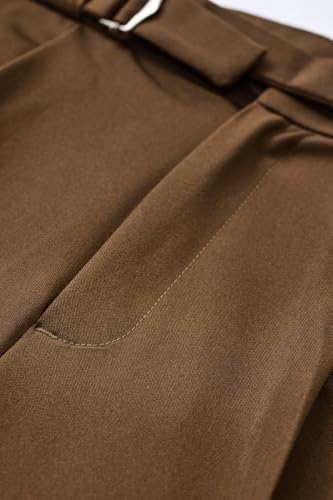 Image of SNITCH Men Trousers | Relaxed Fit Ankle Length with Pleated Front & Turned-Up Hem | Polyester Blend Twill Weave for Casual & Street Wear