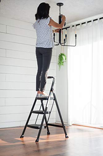 Rubbermaid 3-Step Steel Ladder, Folding Step Stool with Hand Grip and Non-Slip Feet, Black, Tested to ANSI US Safety Standards, No Assembly Required - Image 11