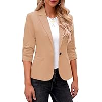 LookbookStore Blazers for Women Business Casual 3/4 Sleeve Blazers Boyfriend Blazers for Women Fall Blazers for Women 2024 Trendy Ladies Blazers and Jackets Beige Size Small Size 4 Size 6