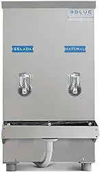 Bebedouro Purificador Industrial Blue Bancada 2 Torneiras Natural e Gelada 20L Inox PIB20L220VN-2T 220V