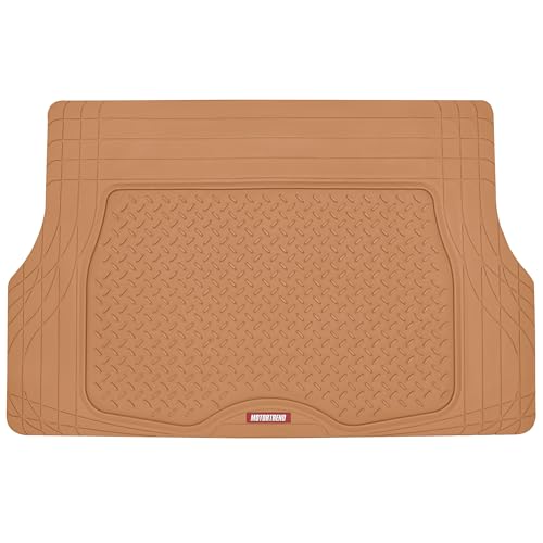 Image of Motor Trend FlexTough Performance All Weather Rubber Car Floor Mats with Cargo Liner - Full Set Front & Rear Floor Mats for Cars Truck SUV, Automotive Floor Mats (Beige)