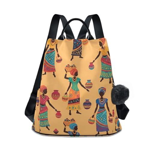 Sac à dos femme africaine coloré avec pompon en tissu wax bohème