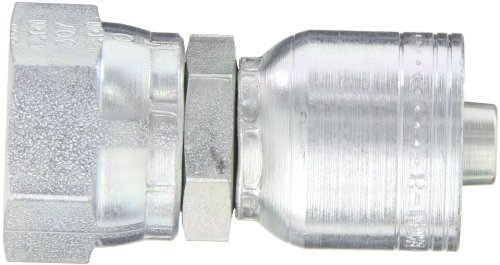 Image of Aeroquip 1AA12FJ8 Carbon Steel Global TTC (Thru the Cover) Crimp Hose Fitting Female JIC Swivel, Straight, 1 /2 inch Hose ID, 1-1 /16 inch - 12 Thread