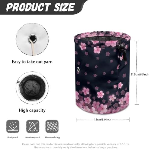 Image of Sellikakes Axolotl Cherry Blossom Yarn Bag Crochet Storage Organizer, Knitting Storage Bag Portable Yarn Holder Crocheting Organizer Store Skein Ball Needles,Sewing Accessories Supplies