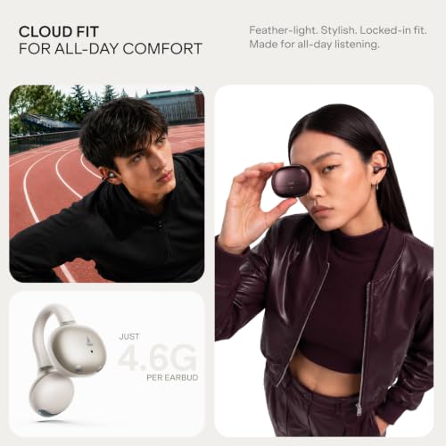 Image of boAt (2026 Launch Airdopes ProClip,Air Conduction Tech,Feather-Light Earbuds,Clip-On Design,All Day Wear Comfort,52H Battery,12mm Dynamic Drivers,App Support,BT v6.0,OWS Earbuds with mic(Satin White)