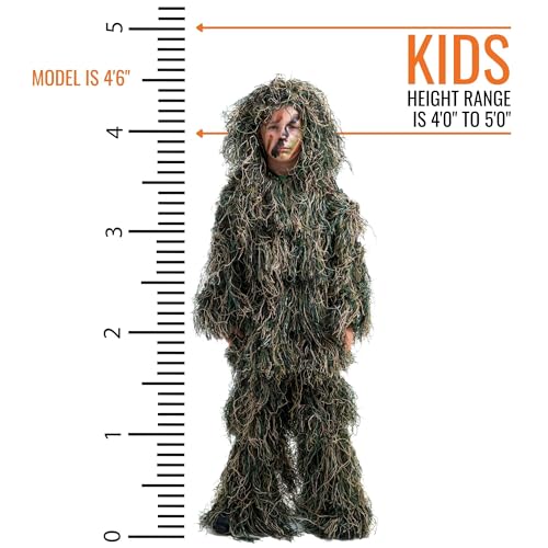 image for Arcturus Ultra-Lite Kids Ghillie Suit | Includes 3-Color Camo Face Pai