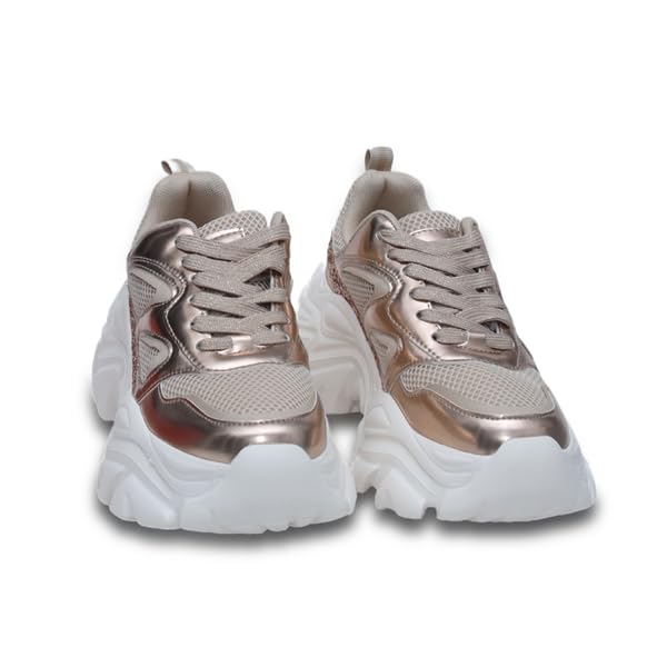 hamster London Performer Rose Gold Sneakers | Stylish Metallic Casual Shoes with Cushioned Comfort for Women & Girls-picture-43