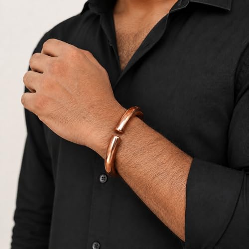 Image of SHINDE EXPORTS Heavy Pure Copper thick Bracelet Bangle Unisex Kada Solid Handmade Cuff for Men & Women