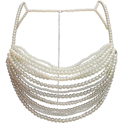Ymxygz Damen Perlen-körperkette, Handgefertigt, Perlen-Bikini-körperkette, Modisch, Mehrlagig, Simulierte Perlen, Bikini-körperschmuck