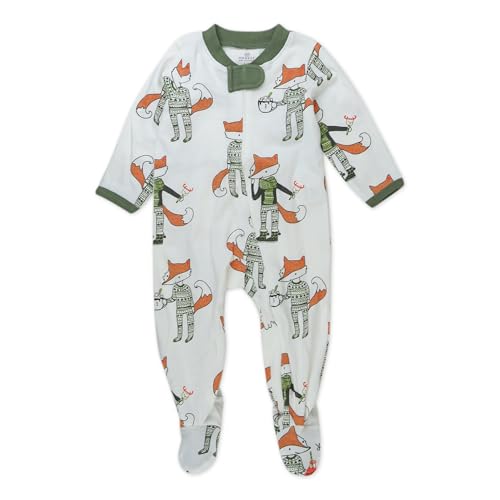 Image of HonestBaby Sleep and Play Footed Pajamas One-Piece Sleeper Jumpsuit Zip-Front Pjs Organic Cotton for Baby Boys, Unisex, Newborn