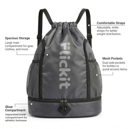 Image of FLICKIT Sports Drawstring Bag & Pro Bag Backpack for Men & Women