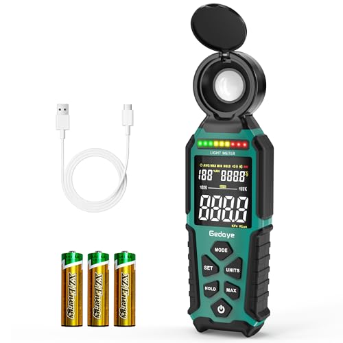 Light Meter Lux Foot Candles Meter 0~400,000 Lux Range, Large Backlit Display, Light Meter for Plants Luxmeter Light Meter Digital Illuminance Meter Handheld