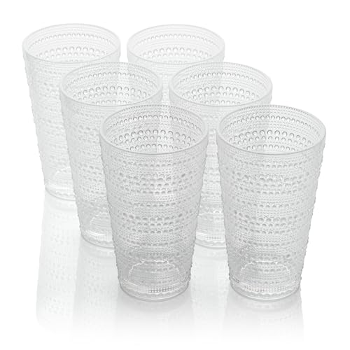 Glass 22 Oz &ndash; Unbreakable Drinkware With Textured Bubble Design, Shatterproof Tumblers For Indoor & Outdoor Use