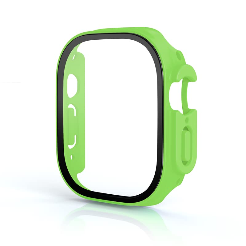 Coque iWatch Ultra 49mm pour le sport avec protecteur d'écran vert fluo dynamique