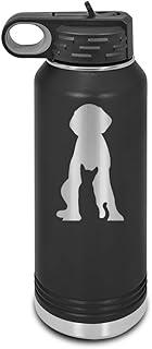 Cat Dog Laser Engraved Water Bottle Customizable Polar Camel Stainless Steel with Straw - Cats Dogs Love Kitty Puppy Rescue Adopt Black 32 oz