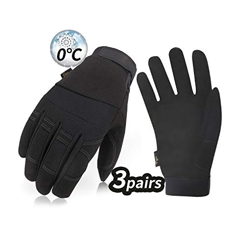 Vgo 3Pairs 32℉ or Above 3M Thinsulate C40 Lined Winter Warm Synthetic Leather