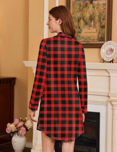 Image of Ekouaer Nightgowns for Women Long Sleeve Night Gown Button Pajama Dress
