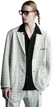 Kiton2ボタンジャケット 白黒チェック48 2WAYストレッチチェックフラノ デザインダブルジャケット（01