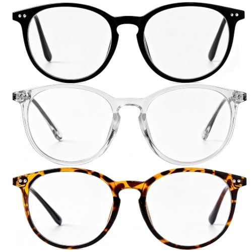 Image of Kursan Non Prescription Clear Lens Fake Glasses for Women Men Retro Round Plastic Frame Eyeglasses