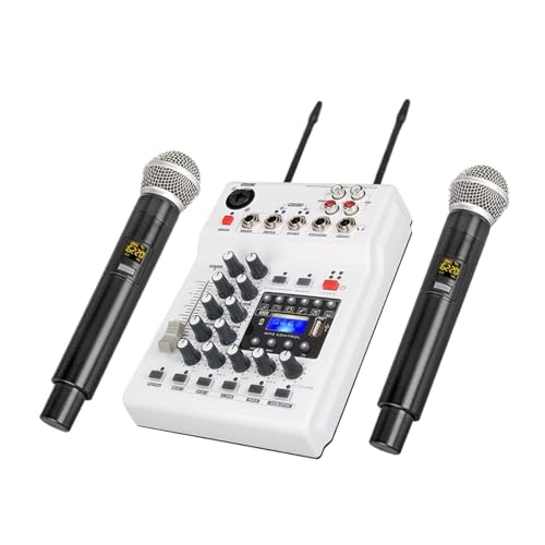 サウンドカード DJ コンソールミキサー 2 チャンネル UHF ワイヤレスマイク付き家庭用 PC 録音 DJ ネットワークライブ 幅広く適用可能