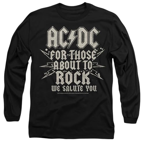 AC/DC Salute Mens Long Sleeve T Shirt, Black, XX-Large