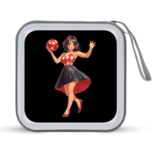 Pin Up Girl Bowling Ball CD Case Portable DVD Holder Storage Organizer for Home Travel
